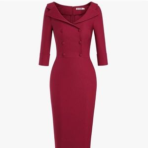 Red Women's XXL Muxxn Classic Vintage Sweetheart Neckline Cocktail Tea Dress